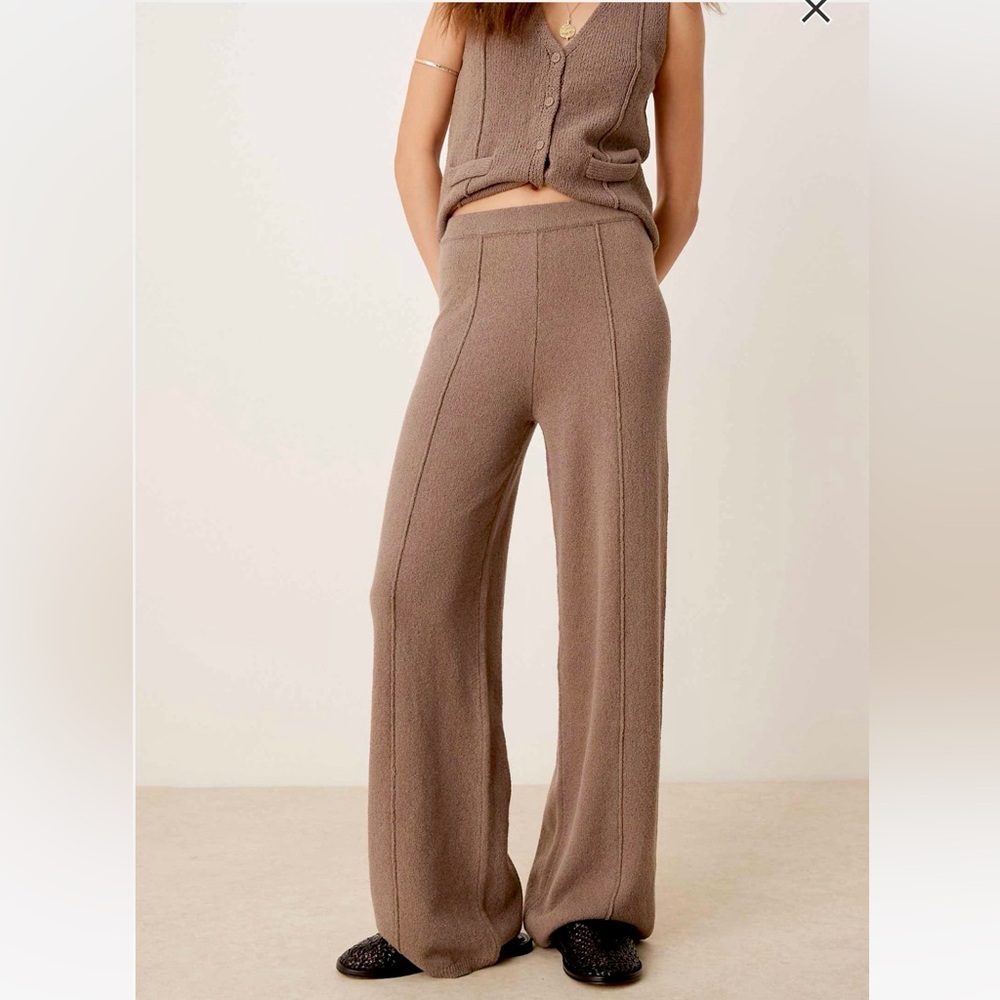ASOS DESIGN 2 piece matching SET taupe tan brown knit button vest & pants - Picture 2 of 12